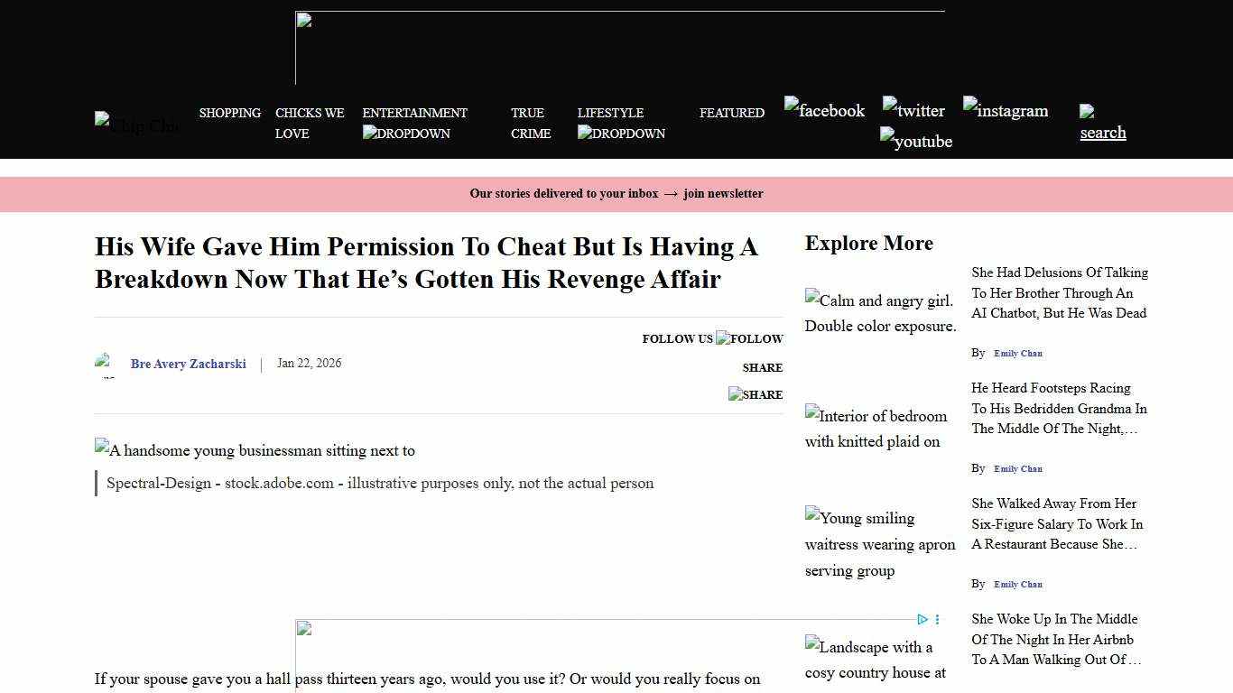 His Wife Gave Him Permission To Cheat But Is Having A Breakdown Now That He's Gotten His Revenge Affair - Chip Chick